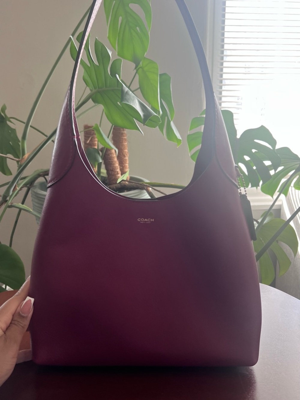 Coach Burgundy Leather Shoulder Hobo Bag